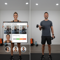 Orangetheory coach on video call with member showing workout plan